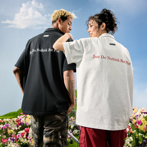Nuthink美式潮牌字母POLO衫男女
