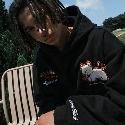 Nuthink潮牌小狗刺绣字母卫衣