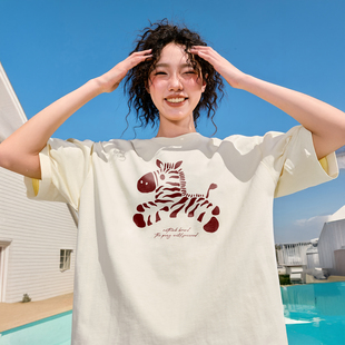 2026年春夏 T恤红色情侣男女新款 Nuthink美式 潮牌春节马年小马短袖