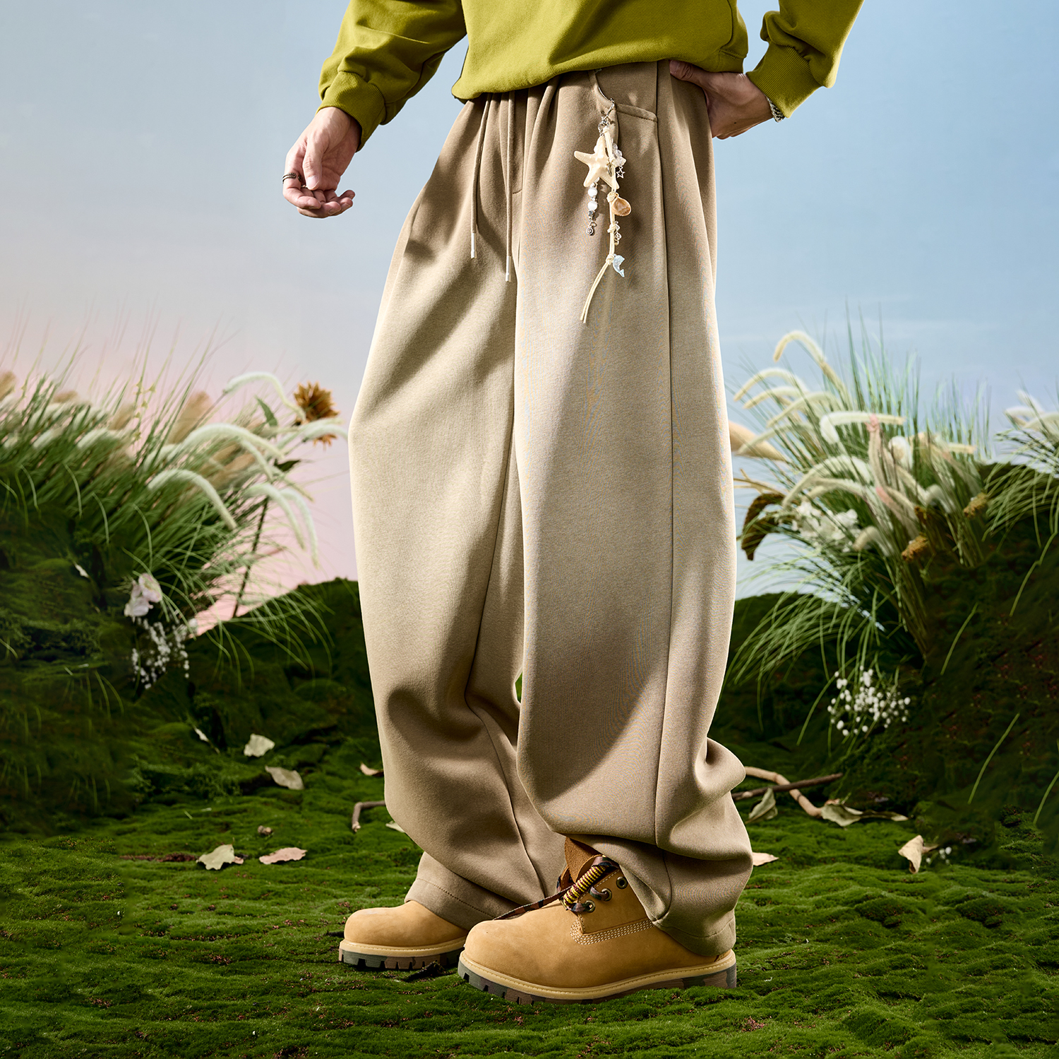 Nuthink美式阔腿渐变卫裤男女