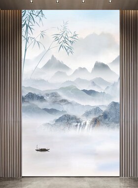 自粘壁画新中式流水生财