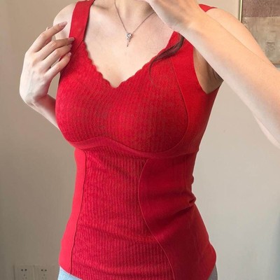 本命年大红色塑型显瘦德绒保暖背心女结婚喜庆内搭秋冬打底上衣