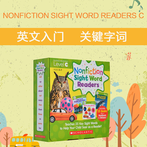 英文原版 学乐英文入门关键词高频词C级 25册套装 Nonfiction Sight Word Readers Parent Pack Level C 3-7岁