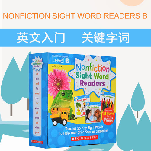 英文原版 学乐英文入门关键词高频词B级 25册套装 Nonfiction Sight Word Readers Parent Pack Level B 3-7岁
