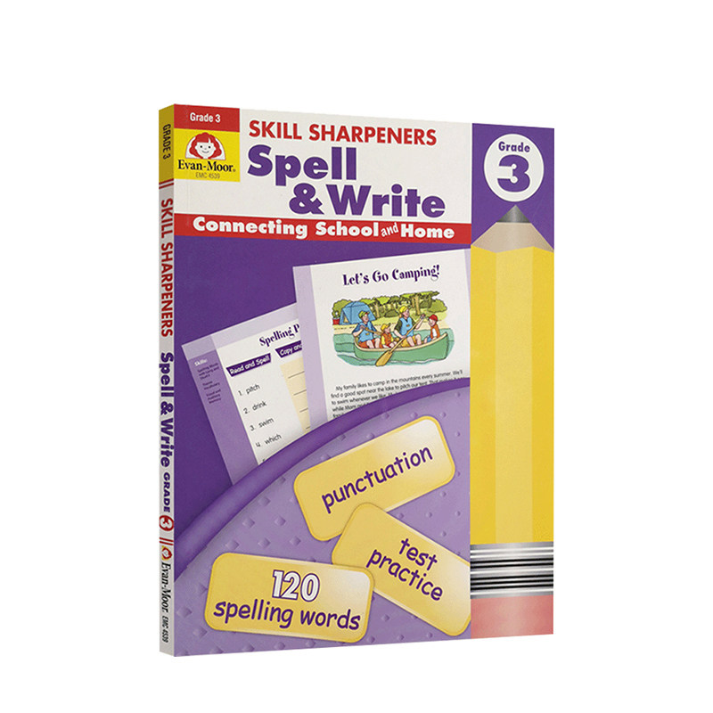 英文原版 技能铅笔刀拼写与写作3年级SkillSharpenersSpellWriteGrade3 美国加州教辅