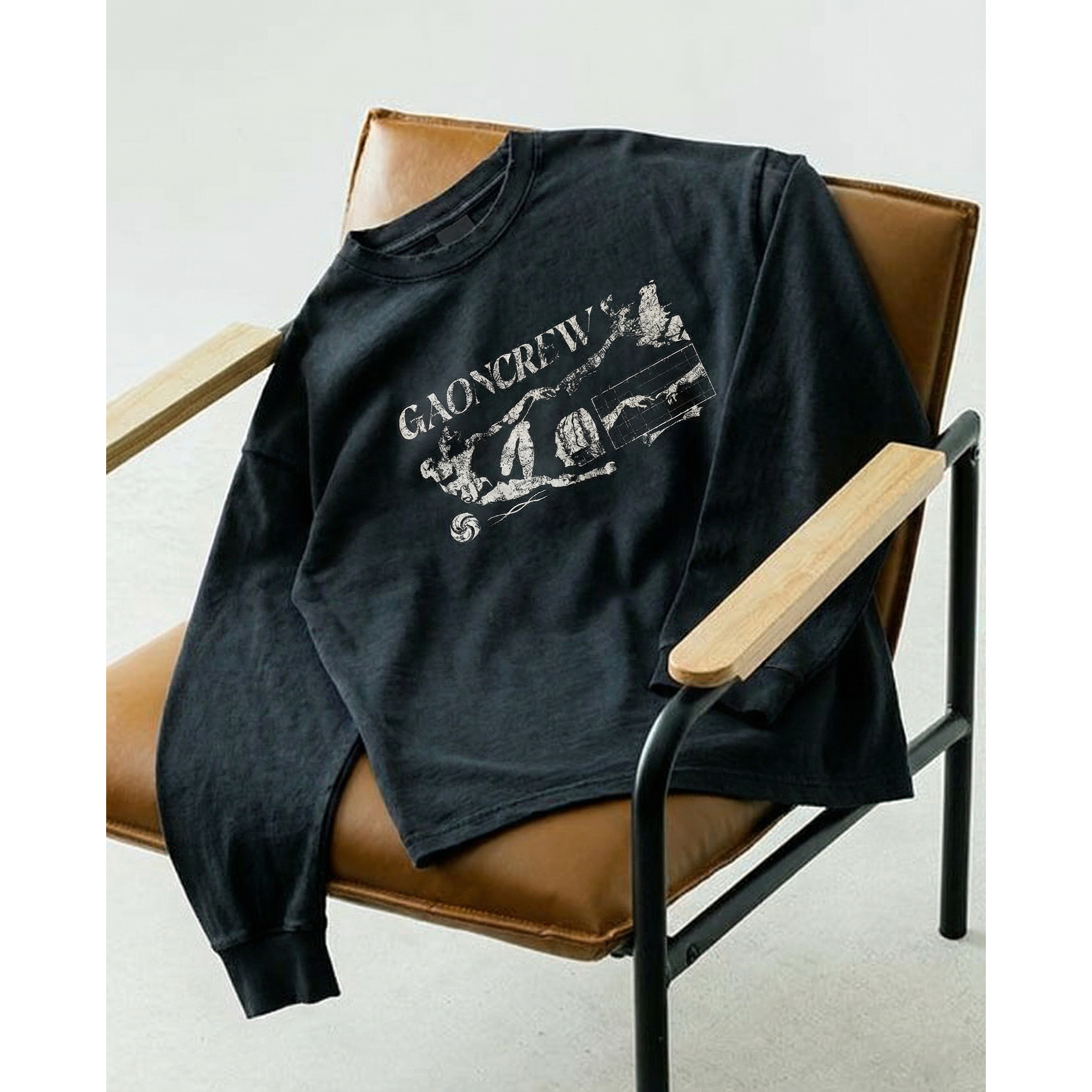 GAONCREW集聚现象 创世纪 水洗做旧印花圆领长袖T恤三色 男女同款