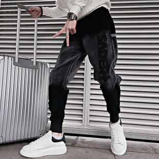 痞帅宽松男裤 子潮流百搭束脚哈伦裤 2024新款 渐变色裤 春秋季 休闲裤