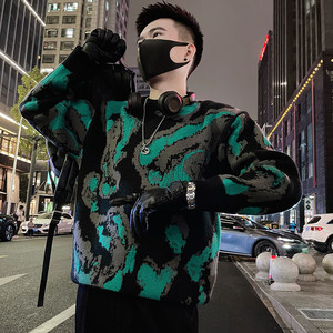 潮牌毛衣男秋冬款个性设计感保暖夜店加厚个性打底针织衫线衣体恤