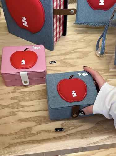 Tagi首饰盒提花双层便携旅行戒指耳钉耳环项链防氧化收纳盒箱礼物