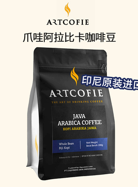 印尼进口原装爪哇ARABICA阿拉比卡中度烘焙现磨手冲黑咖啡豆200克
