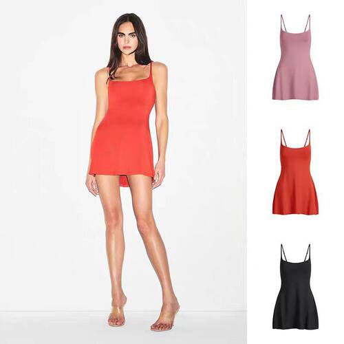 SKIMS  SMOOTH LAYERS SCOOP NECK MINI DRESS吊带方领连衣裙短裙