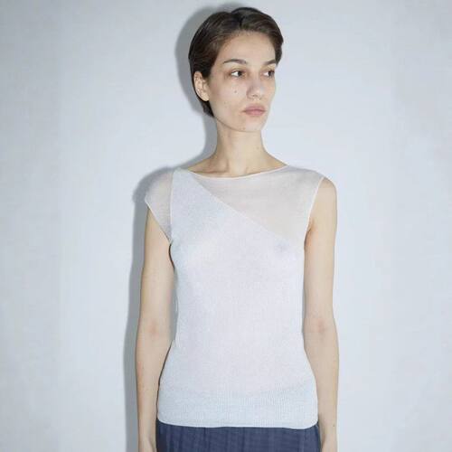 paloma wool25Nomel针织莱赛尔拼接无袖背心一字领上衣女夏
