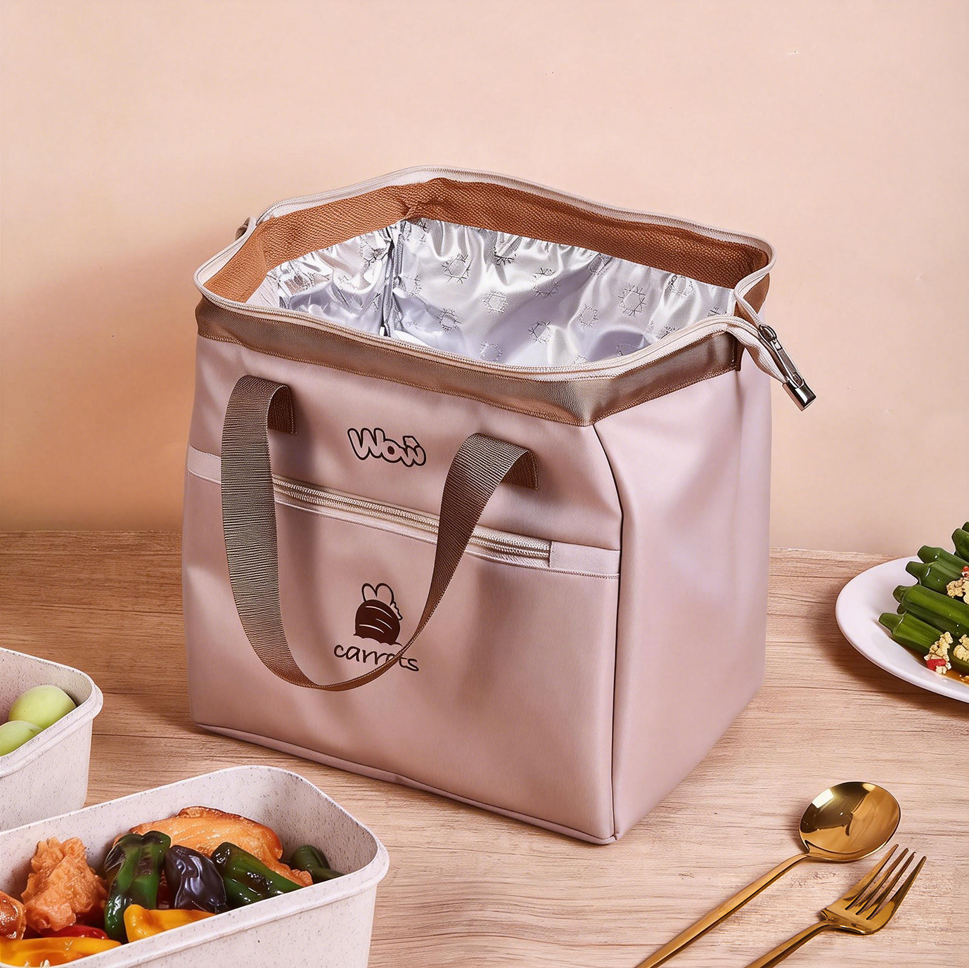 饭盒手提包保温袋便当袋子上班族带饭餐包小学生加厚铝箔时尚饭兜