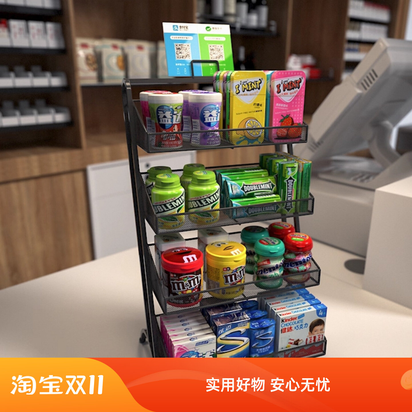 收银台口香糖展示架台面零食架图片