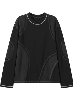 [BELLEVUE]DTHEREAL23SS新款小众正反拼接明线宽松垂坠长袖T恤男