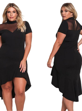 women party dresses plus size elegant big ladies black dress