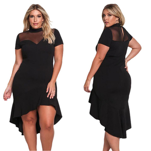women party dresses plus size elegant big ladies black dress