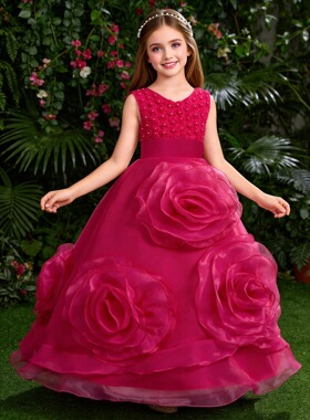kids Baby kid for Girls Girl Dresses Gown Cute red Birthday
