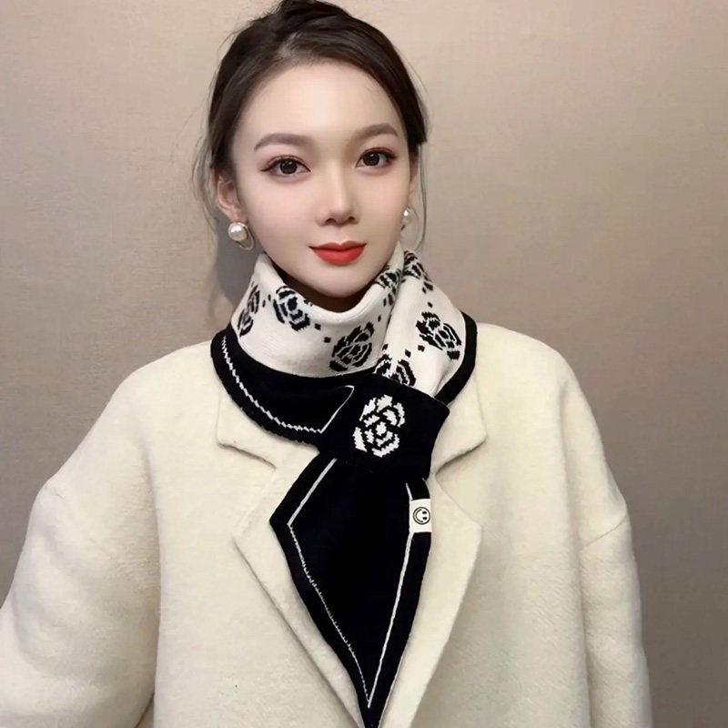 秋冬季针织韩版女双面围巾保暖