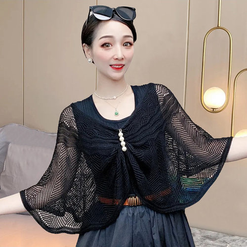 春秋夏季套头韩版女针织披肩装饰