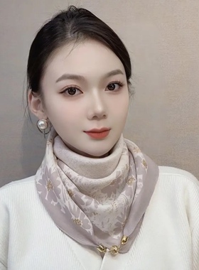 棉麻小方巾丝巾女春秋薄款百搭