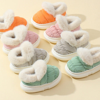 防滑男女童毛毛包跟棉鞋秋冬儿童棉拖鞋宝宝家居室内羽绒防水小孩