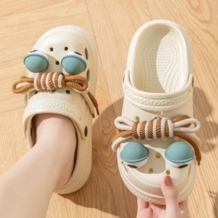 沙滩鞋 2025新款 厚底增高家居家踩屎感防滑凉拖鞋 洞洞鞋 女网红 夏季