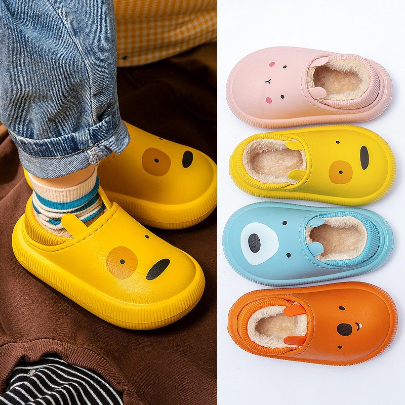 加厚男孩子防水秋冬季外穿儿童棉拖鞋女童可爱居家居室内保暖防滑