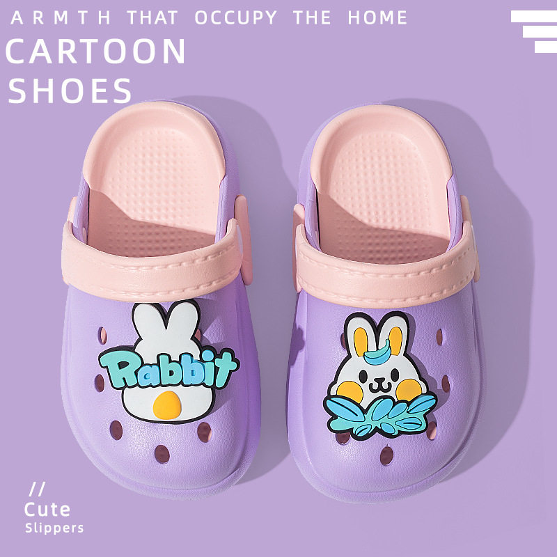 儿童洞洞鞋夏新款EVA外穿中小童卡通可爱宝宝拖鞋婴幼儿包头学步