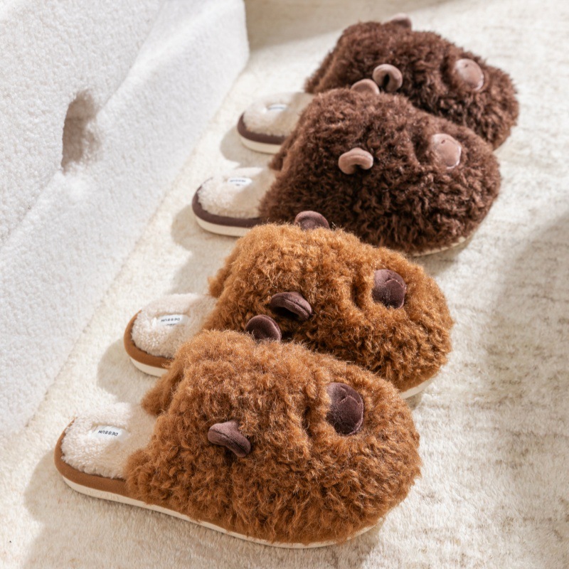 迪盛情侣秋冬季软乎乎毛毛拖鞋女