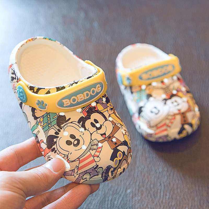 巴布豆夏季婴幼儿透气宝宝凉拖鞋防滑软底防臭新款小童洞洞鞋两穿