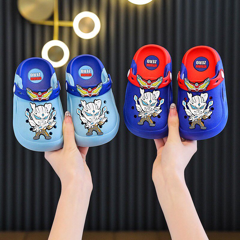 奥特曼儿童洞洞鞋夏季男童防滑包头拖鞋居家外穿宝宝轻便两穿凉拖