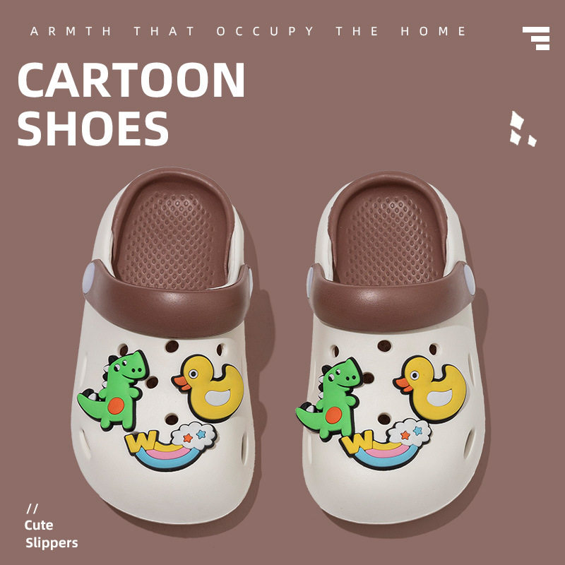 新款夏季儿童拖鞋卡通可爱透气小恐龙洞洞沙滩宝宝凉拖鞋休闲舒适