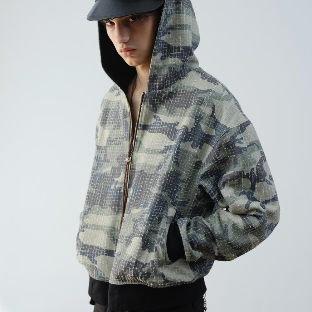 VLABMADE经典迷彩双面穿拉链卫衣