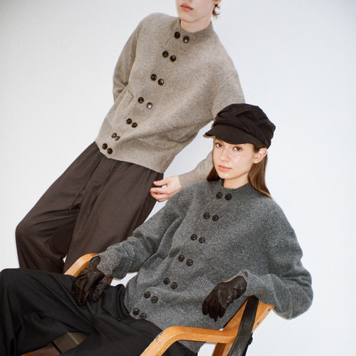 VLABMADE老钱优雅双排扣开衫毛衣