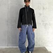 裤 NewVintage重水洗做旧宽松Baggy阔腿工装 优雅法工蓝 VLABMADE