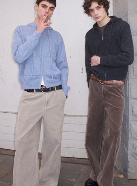 VLABMADE 复古双褶做旧水洗坑条灯芯绒微阔直筒长裤*西裤缝制工艺