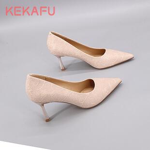 珂卡芙法式婚鞋2025春季新款尖头细跟性感亮晶晶气质名媛风高跟鞋