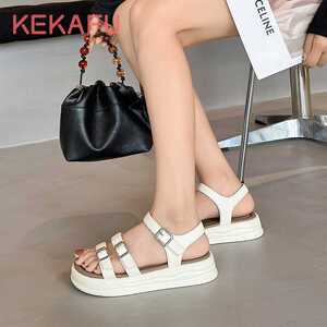 珂卡芙厚底凉鞋女2024夏季新款仙女风松糕鞋休闲运动罗马沙滩鞋