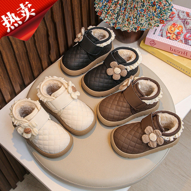 超好看女宝宝花朵棉鞋加绒加厚雪地靴2025年超火女童鞋幼儿公主鞋,童鞋/婴儿鞋/亲子鞋,雪地靴,淘宝优惠券,粉丝福利购,淘宝优惠卷