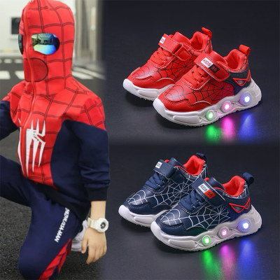 男孩儿童运动鞋皮面蜘蛛网四季款