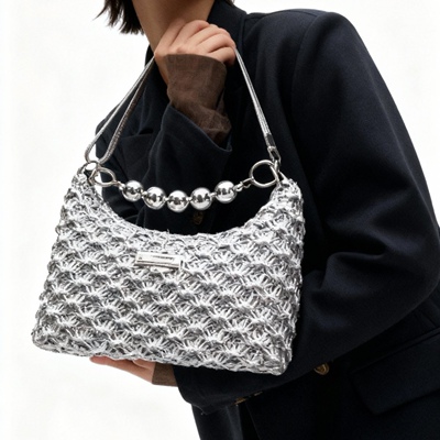 小众bags手工钩织爆闪小银包DIY材料包贝壳纹单肩斜挎晚宴口红包