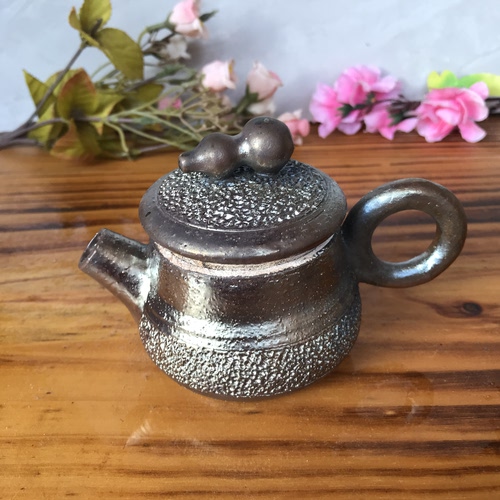 冰烟的葫芦茶壶铁胎蓝金泥纯手工雕刻纯柴烧裸烧容量110CC