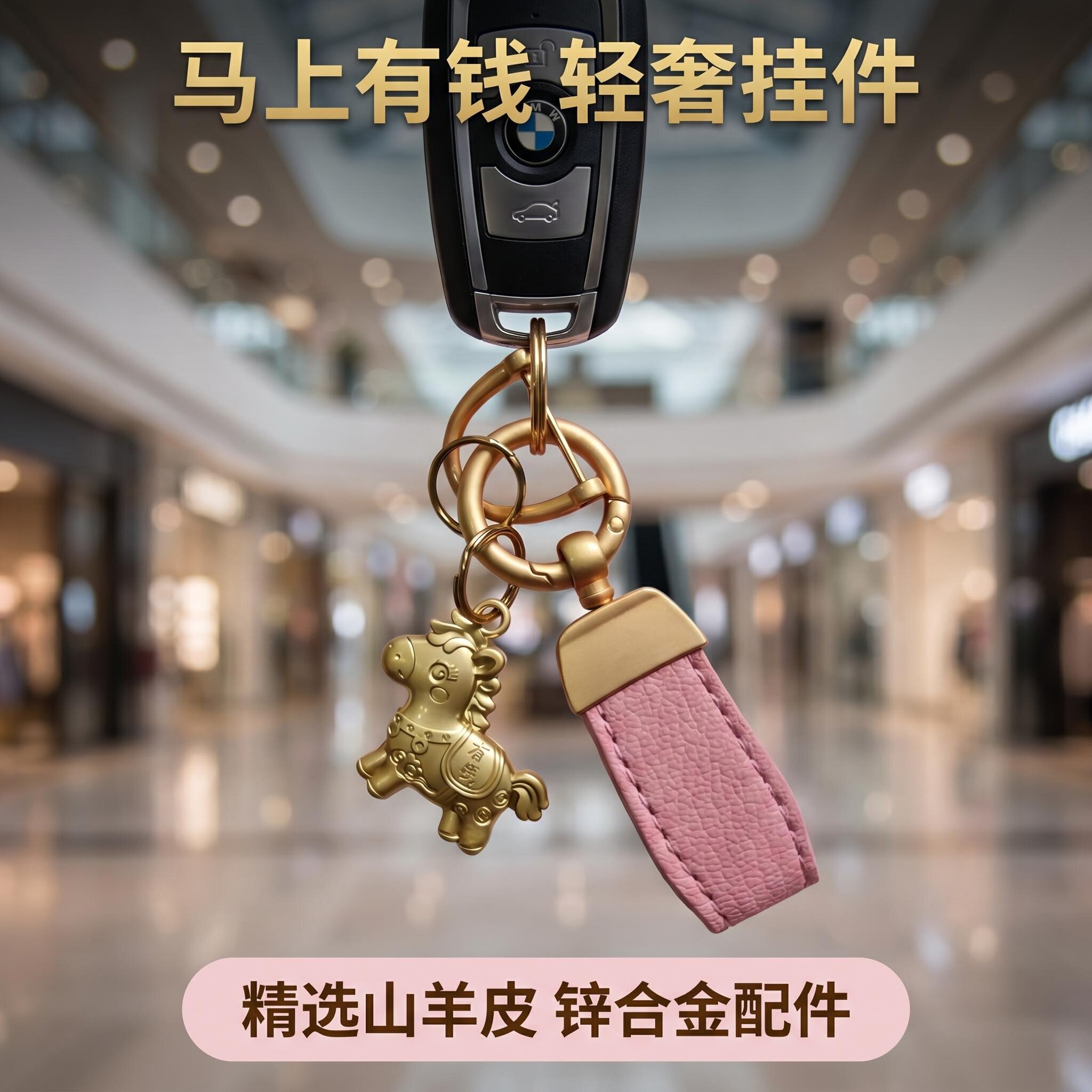 马上有钱钥匙扣包包挂件马年礼物