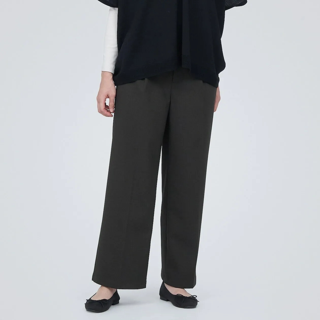 MUJI抽褶阔腿裤起毛秋冬