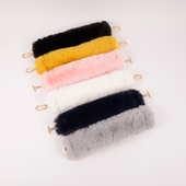 新秋冬短仿獭兔懒毛毛手柄绒肩带女手提包带挽配件一字扣替换拎手