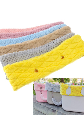 2025秋冬Obag配件仿兔毛绒围领脖大包mini中包围巾菱形菠萝图案