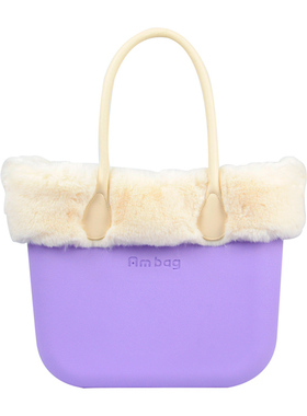 新秋冬毛毛围领Ambag大包沙滩硅胶包撞色托特女单肩手提包Obag风
