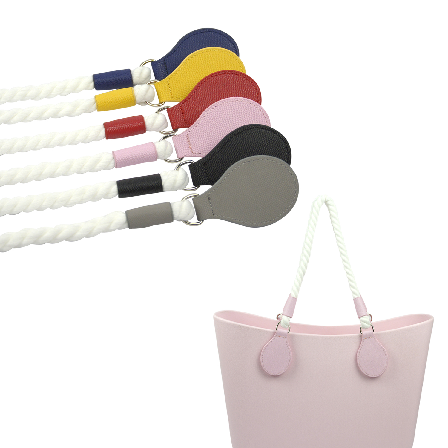 2025新款长短Obag软白色麻绳提手带水滴50和68厘米O bag手柄肩带