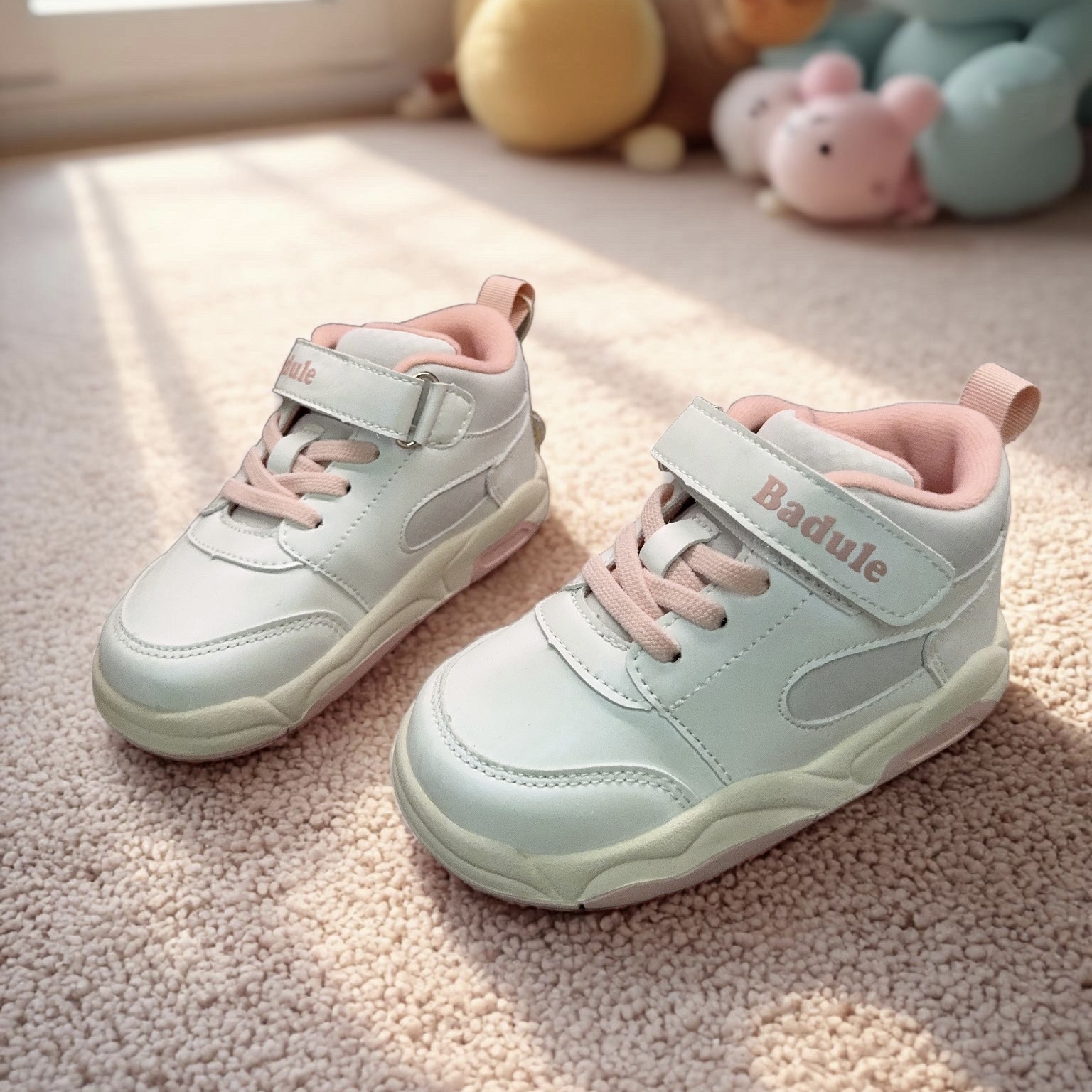 芭杜乐BADULE幻彩白女童板鞋魔术贴保暖休闲轻便短靴秋冬季童鞋